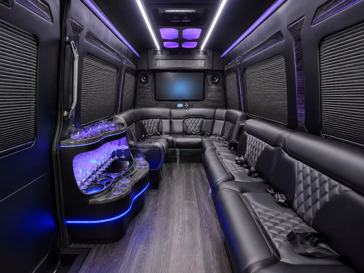 toms river 30 passenger party bus inside